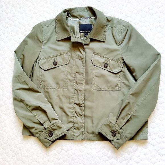 Banana Republic bomber jacket petite olive army S - Picture 10 of 10